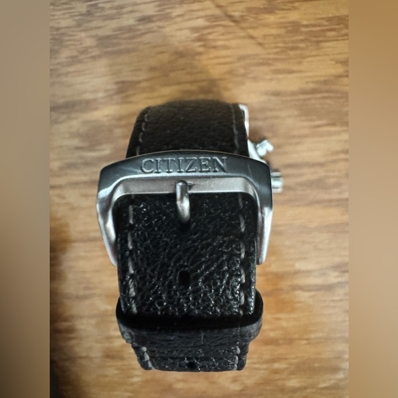 CITIZEN H820-S103959 world time eco-drive black solar quartz mens leather watch - Picture 5 of 11